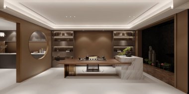 3d render modern çalışma odası