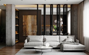 3D modern lüks oturma odasını düzenle