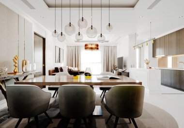 3D modern lüks oturma odasını düzenle