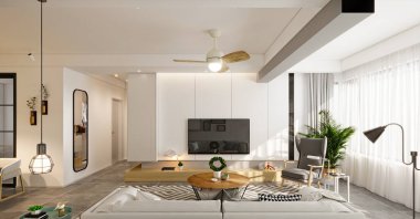 3D modern lüks oturma odasını düzenle