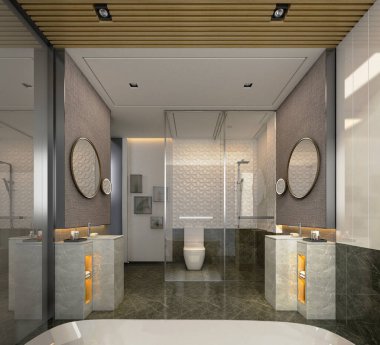 3D render lüks banyo