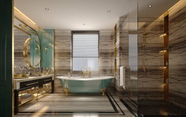 3D render lüks banyo