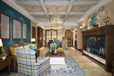 3D render modern oturma odası