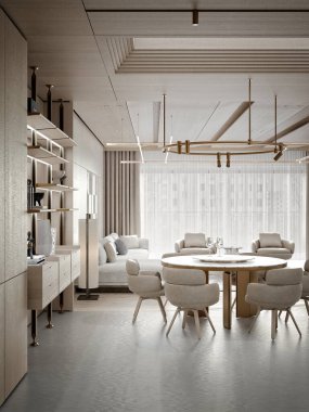 3D konforlu ev, apartman, oturma odası