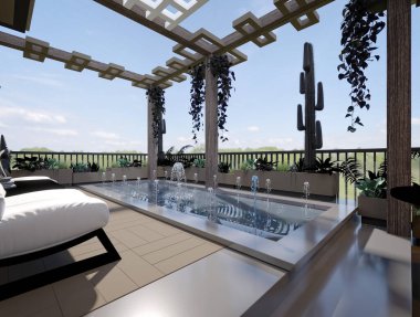 3D balkon açık hava tatil beldesi