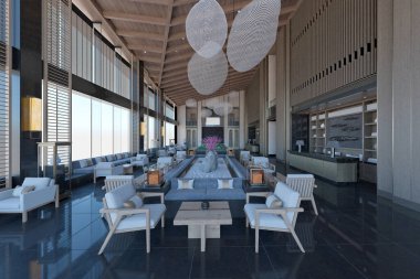 Modern giriş lobisi 3D görüntüleme salonu