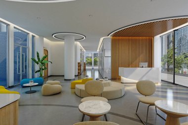 Modern giriş lobisi 3D görüntüleme salonu