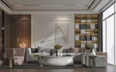 3D render modern oturma odası