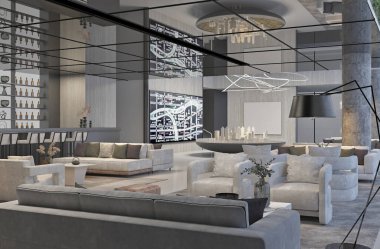 Modern giriş lobisi 3D görüntüleme salonu