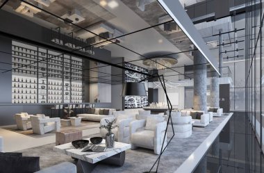 Modern giriş lobisi 3D görüntüleme salonu