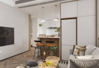 3D render modern oturma odası