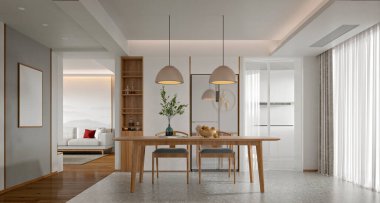 3D render modern oturma odası