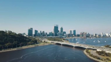 Perth, Batı Avustralya Havacılık, Perth Merkez İş Bölgesi. Yüksek kalite 4k görüntü Dar Köprü