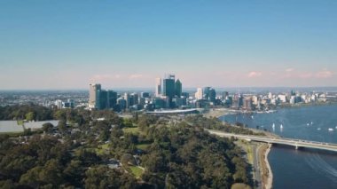 Perth, Batı Avustralya Havacılık, Perth Merkez İş Bölgesi. Yüksek kalite 4k görüntü Dar Köprü