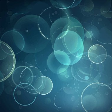 Farklı boyutlarda daireleri olan mavi bir arkaplan.