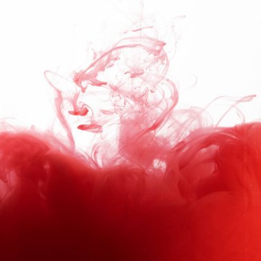 Duman halinde akan kırmızı renk, akrilik boyayla hareket eden pürüzsüz soyut
