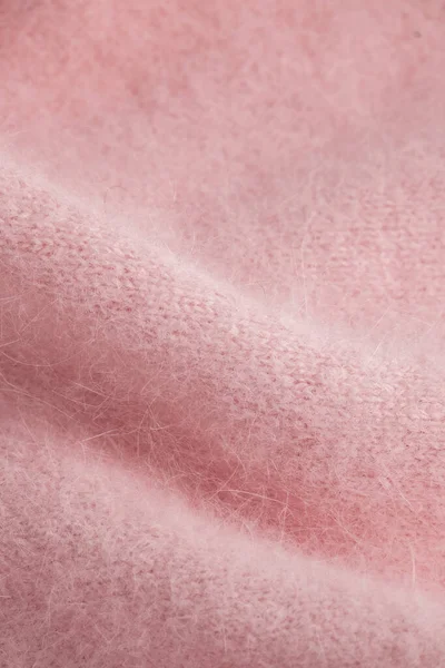 紧凑型软粉色安哥拉布 纺织品细部为乳白色 — 图库照片