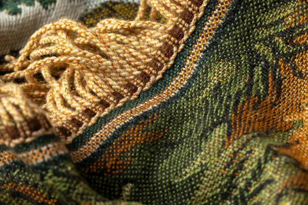 Close Bekijken Van Antiek Stuk Handgemaakt Tapijt Textiel Detail — Stockfoto