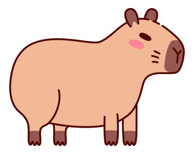 Düz Tarzlı Şirin Ayaklı Capybara Çizimi. Tapılası Hayvan Tasarımı Çocuk Kitapları, Çıkartmaları, Ticari Mallar ve Doğa Temalı Projeler İçin Mükemmel