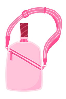 Pembe Pickleball Çapraz Vücut Torbası. Beyaz Arkaplanda Kürek İzole Edilmiş. Etkin Yaşam Tarzları, Eğitim ve Açık Hava Oyunları İçin Mükemmel Spor Malzemeleri
