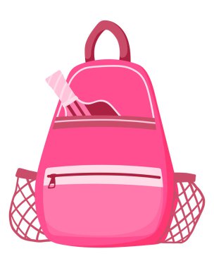 Pembe Pickleball sırt çantası ve beyaz arka planda izole edilmiş Paddle. Etkin Yaşam Tarzları, Eğitim ve Açık Hava Oyunları İçin Mükemmel Spor Malzemeleri