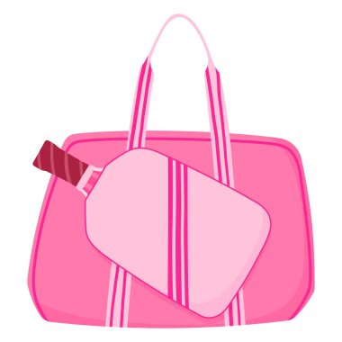 Pembe Pickleball Spor Çantası. Beyaz Arkaplanda Kürek İzole Edilmiş. Etkin Yaşam Tarzları, Eğitim ve Açık Hava Oyunları İçin Mükemmel Spor Malzemeleri
