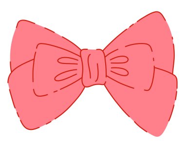 Zarif Pembe Üçlü Kurdele Yay El Çizimi Beyaz Arkaplan 'da izole edildi. Hediyeler, Şimdiki Düğümler ya da Saç Tarzı İçin Şirin Kız Düğümü