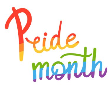 El yazısıyla Gurur Ayı Gökkuşağı Mektubu. Renkli LGBT Kaligrafi Posterler, Tişörtler, Çıkartmalar ve Sosyal Medya Tasarımı. LGBTQ + Gurur ve Eşitliği Kutlayan Modern Tipografi