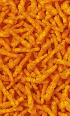 Close-up of crispy orange cheese curls