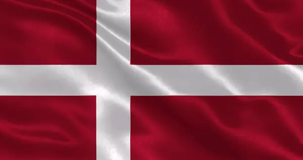 Denmark flag with waving national fabric texture, 3d illustration