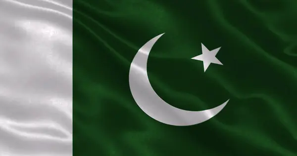 Pakistan flag with waving national fabric texture, 3d illustration
