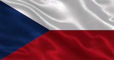 Ulusal kumaş dokusu dalgalanan Çek Cumhuriyeti bayrağı, 3 boyutlu illüstrasyon