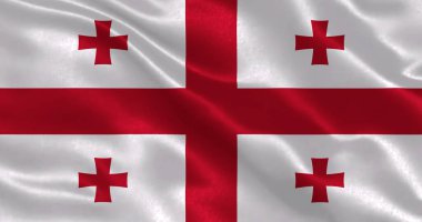 Ulusal kumaş dokusuyla sallanan Gürcistan bayrağı, 3 boyutlu illüstrasyon