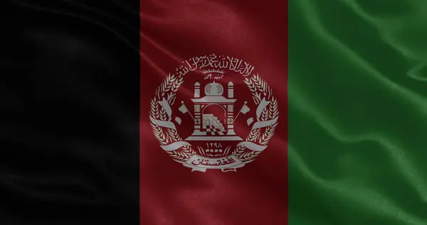 Afghanistan flag with waving national fabric texture, 3d illustration