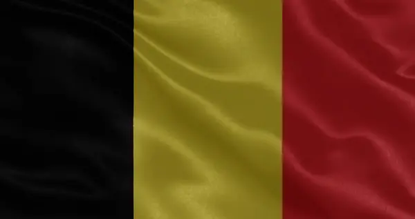 Ulusal kumaş dokusuna sahip Belçika bayrağı, 3 boyutlu illüstrasyon