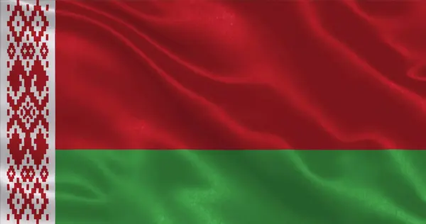 Ulusal kumaş dokusu dalgalanan Belarus bayrağı, 3 boyutlu illüstrasyon