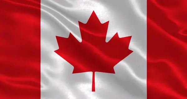 Ulusal kumaş dokusu dalgalanan Kanada bayrağı, 3D illüstrasyon