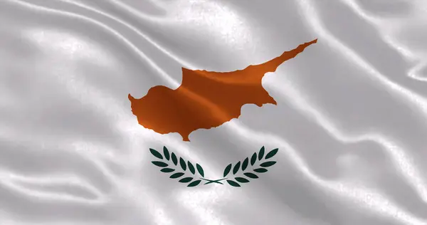 Ulusal kumaş dokusuna sahip Kıbrıs bayrağı, 3 boyutlu illüstrasyon