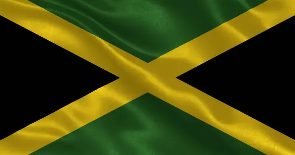 Ulusal kumaş dokusuna sahip Jamaika bayrağı, 3 boyutlu illüstrasyon