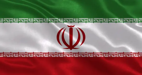 Ulusal kumaş dokusuna sahip İran bayrağı, 3 boyutlu illüstrasyon