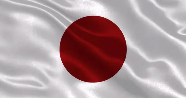 Ulusal kumaş dokusuna sahip Japonya bayrağı, 3 boyutlu illüstrasyon