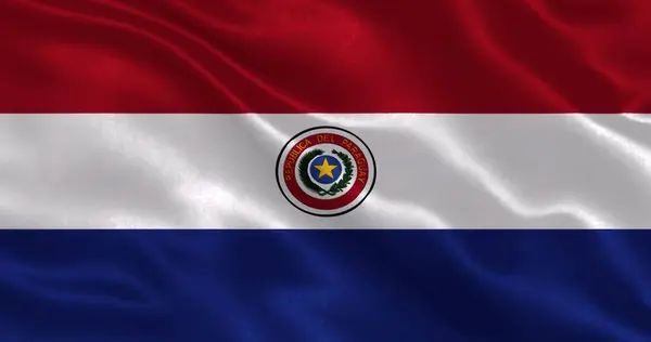 Ulusal kumaş dokusuna sahip Paraguay bayrağı, 3 boyutlu illüstrasyon