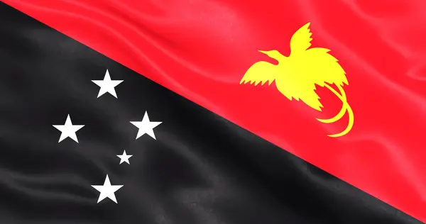 Ulusal kumaş dokusuna sahip Papua Yeni Gine bayrağı, 3d illüstrasyon