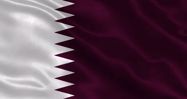 Ulusal kumaş dokusu dalgalanan Katar bayrağı, 3d illüstrasyon