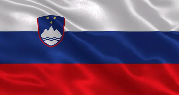 Ulusal kumaş dokusuna sahip solvenia bayrağı, 3 boyutlu illüstrasyon