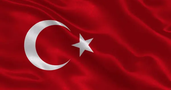 Ulusal kumaş dokusuna el sallayan Türkiye bayrağı, 3 boyutlu illüstrasyon