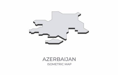 Azerbaycan haritası basit izometrik formda. Ülkenin izometrik haritasının çizimi