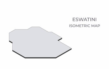 Eswatini 'nin basit izometrik formundaki haritası. Ülkenin izometrik haritasının çizimi