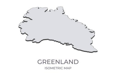 Grönland haritası basit bir izometrik formda. Ülkenin izometrik haritasının çizimi
