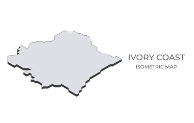 Fildişi Sahili 'nin haritası basit bir izometrik formda. Ülkenin izometrik haritasının çizimi